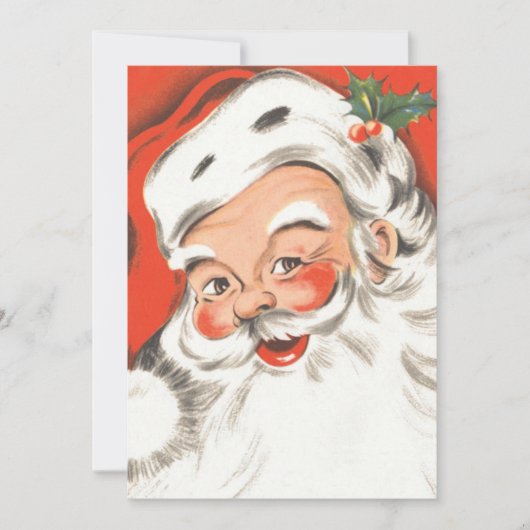 ヴィンテージクリスマス、笑顔のサンタクロース シーズンカード (正面)