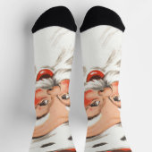 ヴィンテージクリスマス、笑顔のサンタクロース ソックス (上部)