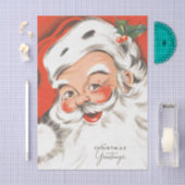 ヴィンテージクリスマス、笑顔のサンタクロース 薄葉紙 (クラフト)