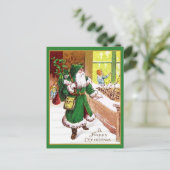 ヴィンテージクリスマス – 緑のプレゼント シーズンポストカード (スタンド正面)