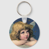 ヴィンテージクリスマス、美しい天使とゴールドの星 キーホルダー (裏面)