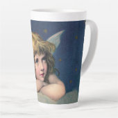 ヴィンテージクリスマス、美しい天使と金ゴールド星 カフェラテマグ (右アングル)