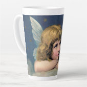 ヴィンテージクリスマス、美しい天使と金ゴールド星 カフェラテマグ (左アングル)