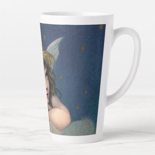 ヴィンテージクリスマス、美しい天使と金ゴールド星 カフェラテマグ (右)