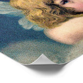 ヴィンテージクリスマス、美しい天使と金ゴールド星 ポスター (角)