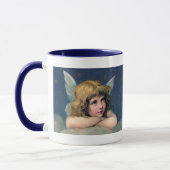 ヴィンテージクリスマス、美しい天使と金ゴールド星 マグカップ (左)