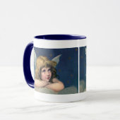 ヴィンテージクリスマス、美しい天使と金ゴールド星 マグカップ (正面左)