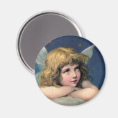 ヴィンテージクリスマス、美しい天使と金ゴールド星 マグネット (正面/裏面)