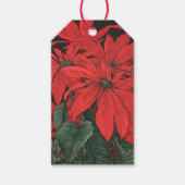ヴィンテージクリスマス 赤いポインセチアの植物 花 ギフトタグ (正面)