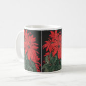 ヴィンテージクリスマス 赤いポインセチアの植物 花 コーヒーマグカップ (正面左)