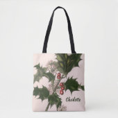 ヴィンテージクリスマス、赤い実のホーリー植物 トートバッグ (正面)