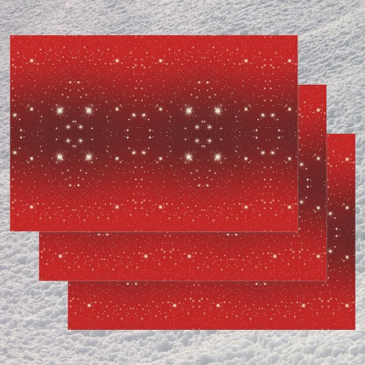 ヴィンテージクリスマス、赤い銀河の輝く星たち ラッピングペーパーシート