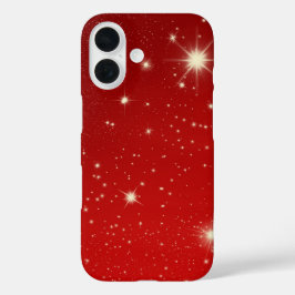 ヴィンテージクリスマス、赤い銀河の輝く星たち iPhone 16ケース