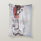 ヴィンテージクリスマス、道路の冬、そり馬 アクセントクッション (裏面(縦))