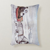 ヴィンテージクリスマス、道路の冬、そり馬 アクセントクッション (正面(垂直))