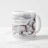 ヴィンテージクリスマス、道路の冬、そり馬 ジャンボコーヒーマグカップ (正面右)