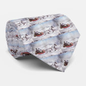 ヴィンテージクリスマス、道路の冬、そり馬 ネクタイ (ロール)