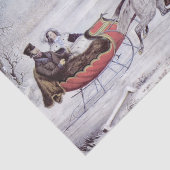 ヴィンテージクリスマス、道路の冬、そり馬 薄葉紙 (詳細)