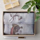 ヴィンテージクリスマス、道路の冬、そり馬 薄葉紙 (ギフト)