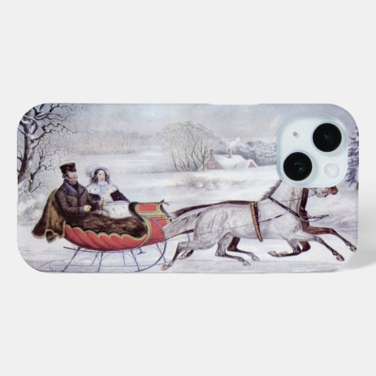 ヴィンテージクリスマス、道路の冬、そり馬 Case-Mate iPhoneケース (裏面 (横))