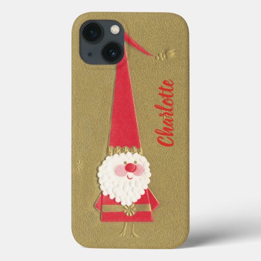 ヴィンテージクリスマス、金色のキュートサンタクロースのノーム Case-Mate iPhoneケース (裏面)