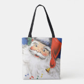 ヴィンテージクリスマス、陽気なサンタクロースと音楽 トートバッグ (裏面)