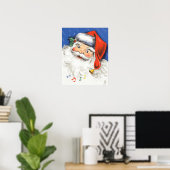 ヴィンテージクリスマス、陽気なサンタクロースと音楽 ポスター (ホームオフィス)