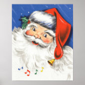 ヴィンテージクリスマス、陽気なサンタクロースと音楽 ポスター (正面)