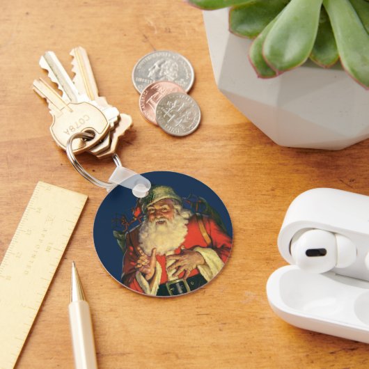 ヴィンテージクリスマス、陽気なサンタクロースのおもちゃ キーホルダー (デスク)
