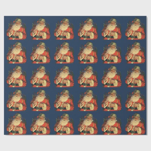 ヴィンテージクリスマス、陽気なサンタクロースのおもちゃ ラッピングペーパー (フラット)