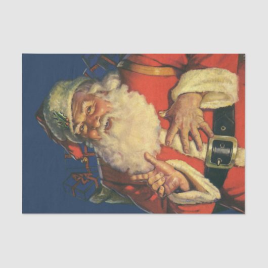 ヴィンテージクリスマス、陽気なサンタクロースのおもちゃ 薄葉紙 (正面)