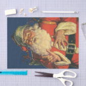 ヴィンテージクリスマス、陽気なサンタクロースのおもちゃ 薄葉紙 (クラフト)