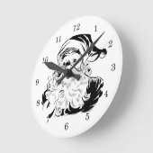 ヴィンテージクリスマス、陽気なサンタクロース ブラック ラウンド壁時計 (傾斜)