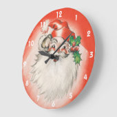 ヴィンテージクリスマス、陽気なレトロな50年代のサンタクロース ラージ壁時計 (傾斜)