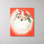 ヴィンテージクリスマス、陽気なレトロ50年代のサンタクロース キャンバスプリント (正面)