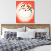 ヴィンテージクリスマス、陽気なレトロ50年代のサンタクロース キャンバスプリント (インサイチュ (寝室))