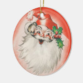 ヴィンテージクリスマス、陽気なレトロ50年代のサンタクロース セラミックオーナメント (左)