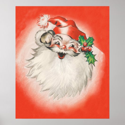 ヴィンテージクリスマス、陽気なレトロ50年代のサンタクロース ポスター (正面)