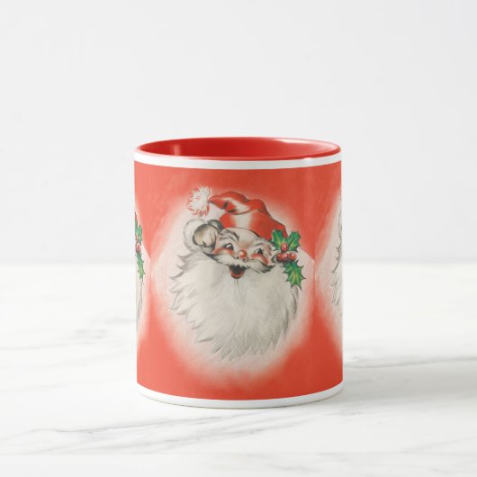 ヴィンテージクリスマス、陽気なレトロ50年代のサンタクロース マグカップ (中央)