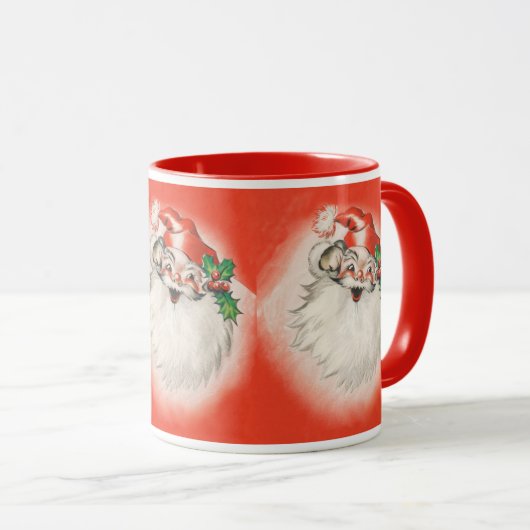ヴィンテージクリスマス、陽気なレトロ50年代のサンタクロース マグカップ (正面右)