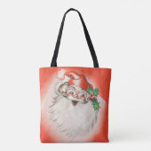 ヴィンテージクリスマス、陽気なレトロ50年代サンタクロース トートバッグ (裏面)