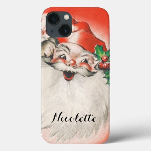 ヴィンテージクリスマス、陽気なレトロ50年代サンタクロース Case-Mate iPhoneケース (裏面)