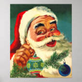 ヴィンテージクリスマス、陽気なレトロ50'sサンタクロース ポスター (正面)
