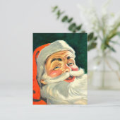 ヴィンテージクリスマス、陽気なレトロ50'sサンタクロース ポストカード (スタンド正面)