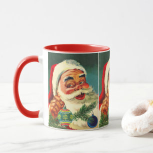 ヴィンテージクリスマス、陽気なレトロ50'sサンタクロース マグカップ