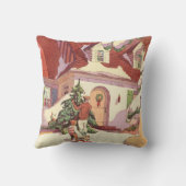 ヴィンテージクリスマス　雪のファミリーハウス クッション (裏面)