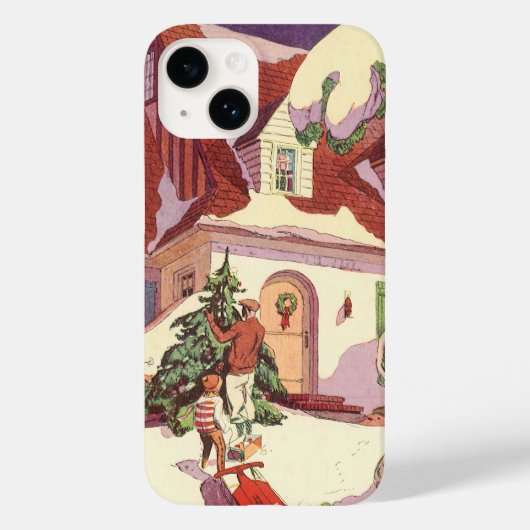 ヴィンテージクリスマス　雪のファミリーハウス Case-Mate iPhoneケース (裏面)
