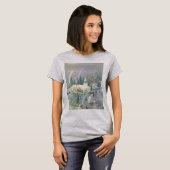 ヴィンテージクリスマス、雪の中を教会へ向かう人々 Tシャツ (正面フル)