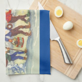 ヴィンテージクリスマス、雪の森のエルフたち キッチンタオル (四つ折り)