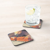 ヴィンテージクリスマス、電車のおもちゃで遊ぶ少年 コースター (右側)